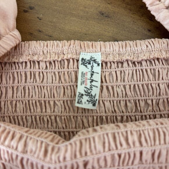 Intimately Free People Pink Rose So Shirred Cropped Smocked Top Women’s Small - Picture 9 of 9
